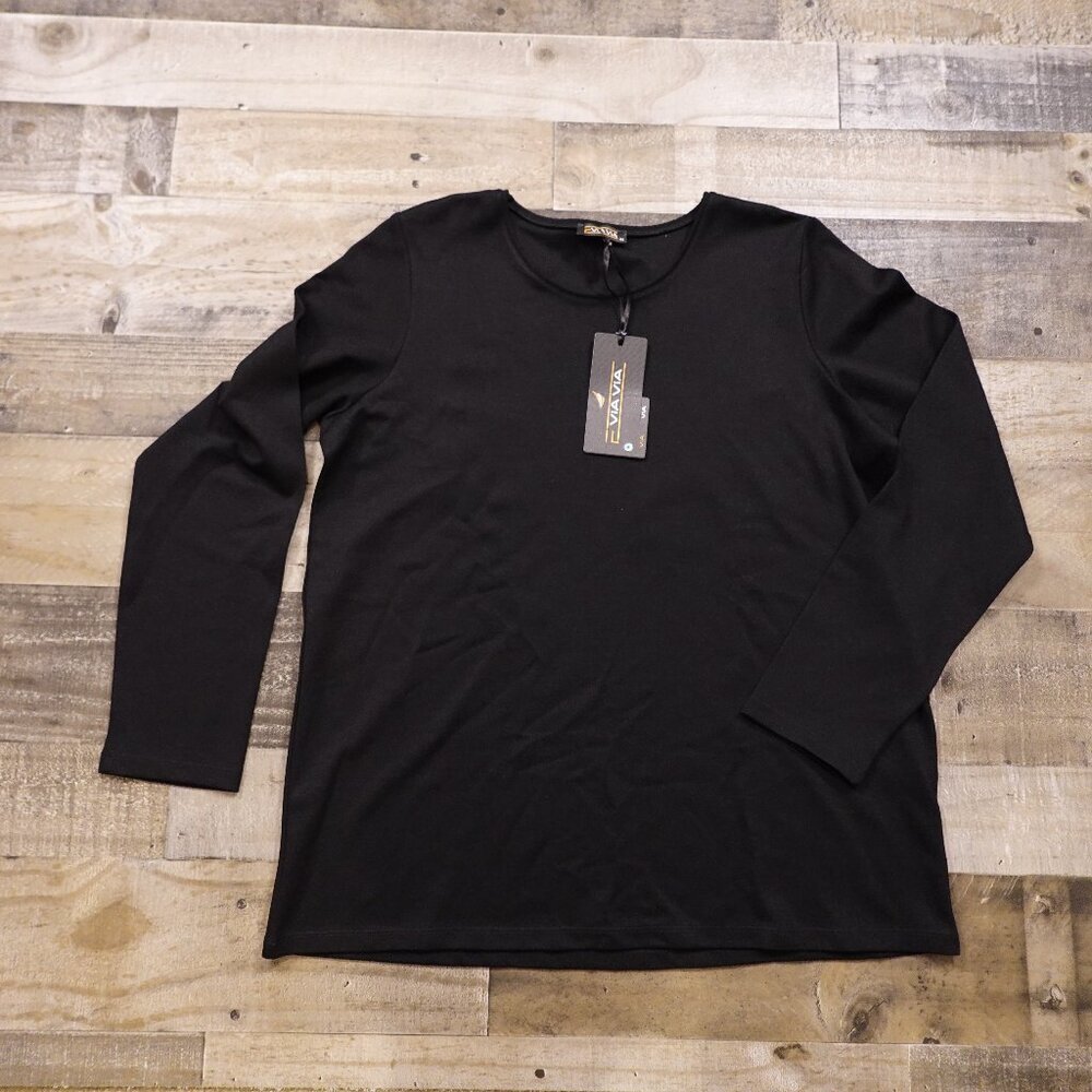Via Via‎ double dress shirt long sleeve women's 8 black